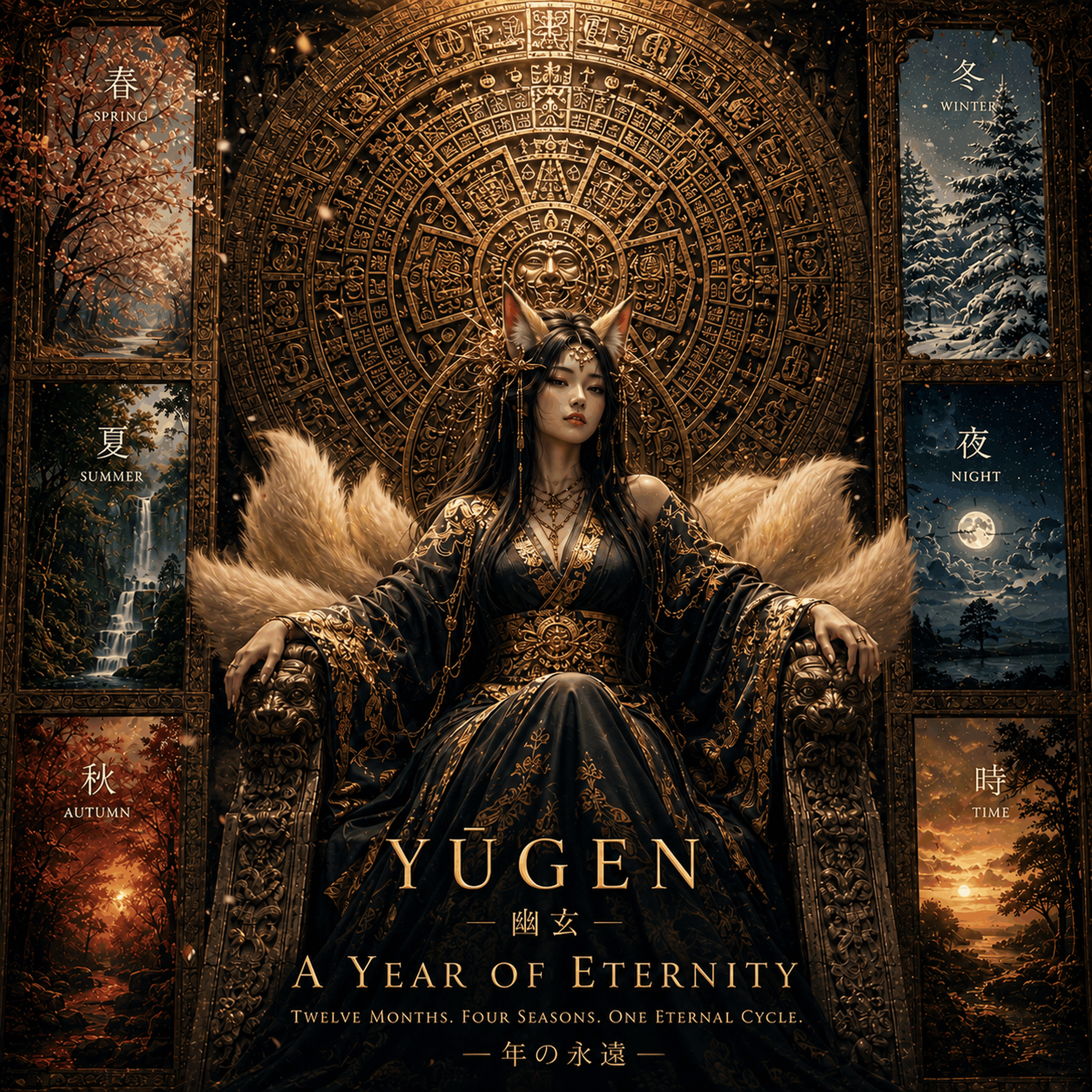 A Year of Eternity album artwork showing YŪGEN surrounded by the seasons.